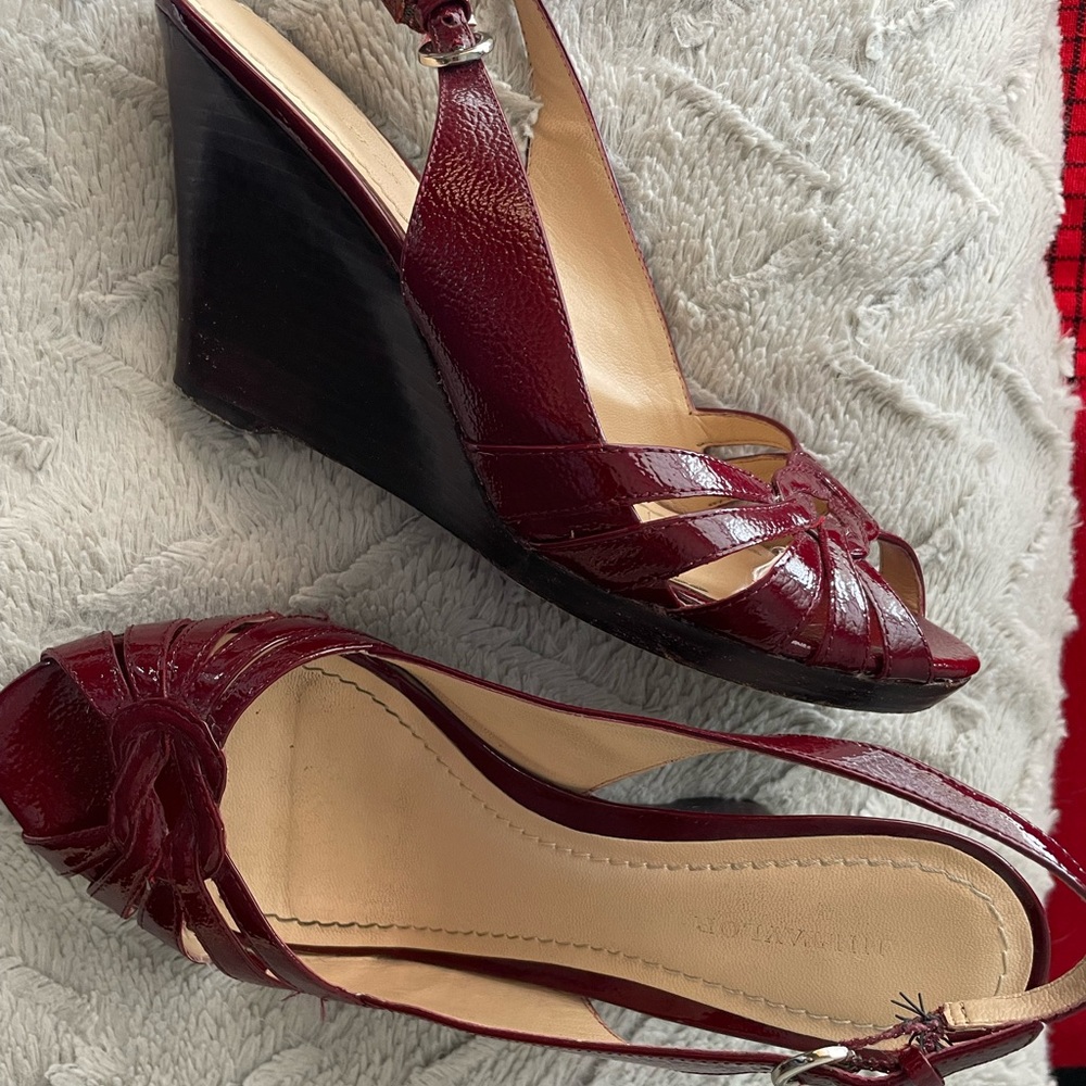 Ann Taylor Dark Red sling back, peep toe,  3” wedge